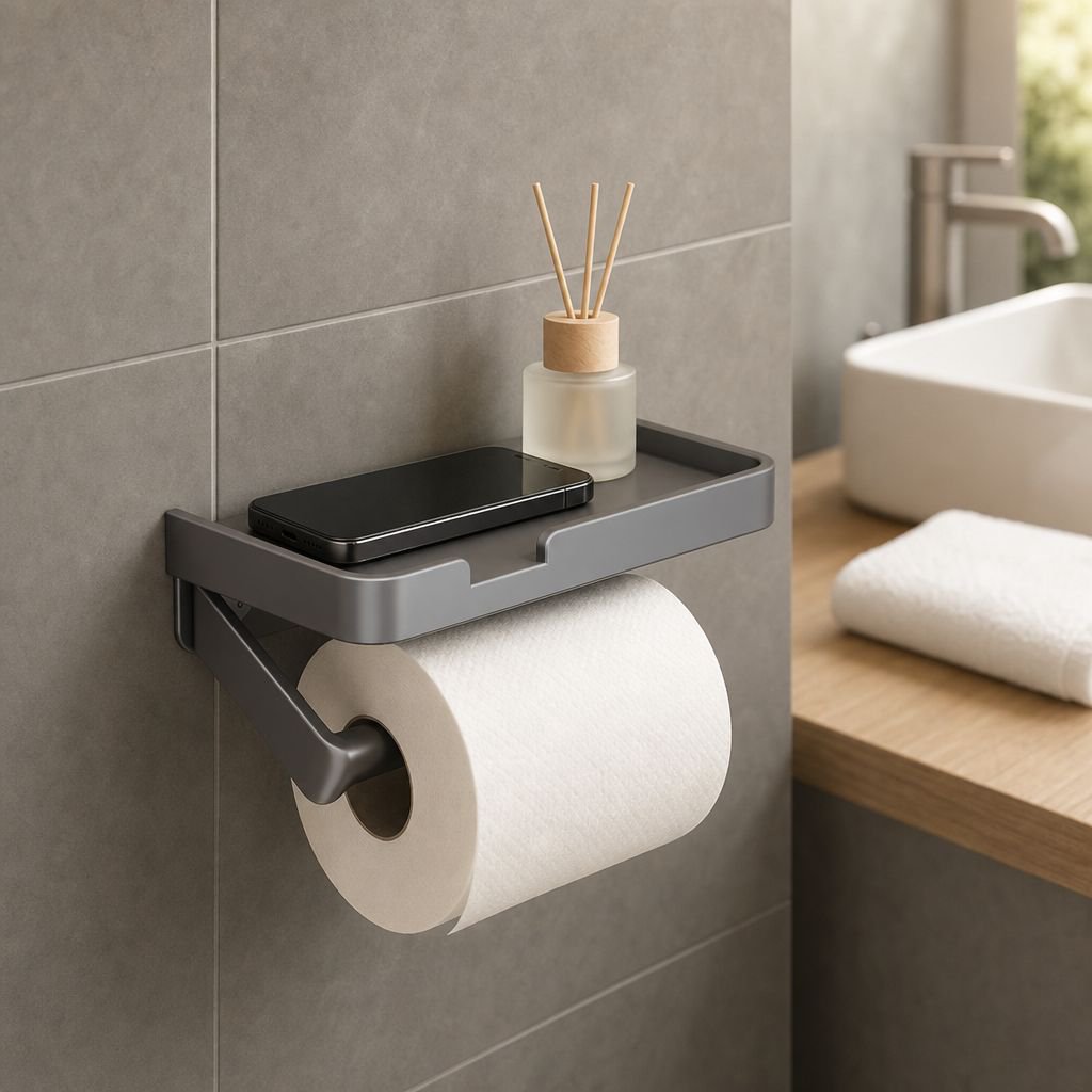 Bathroom tissue box, no-drill bathroom shelf, phone holder, toilet paper holder