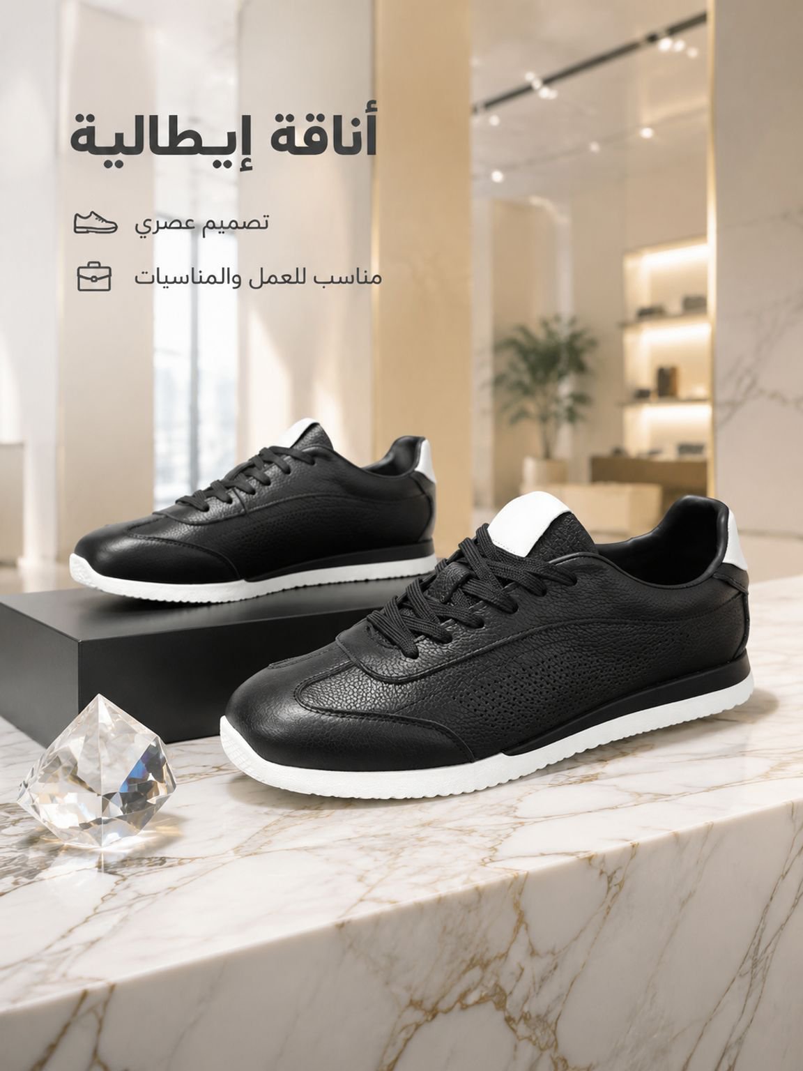 حذاء كاجوال جلدي ناعم وجيد التهوية بتصميم إيطالي فاخر
