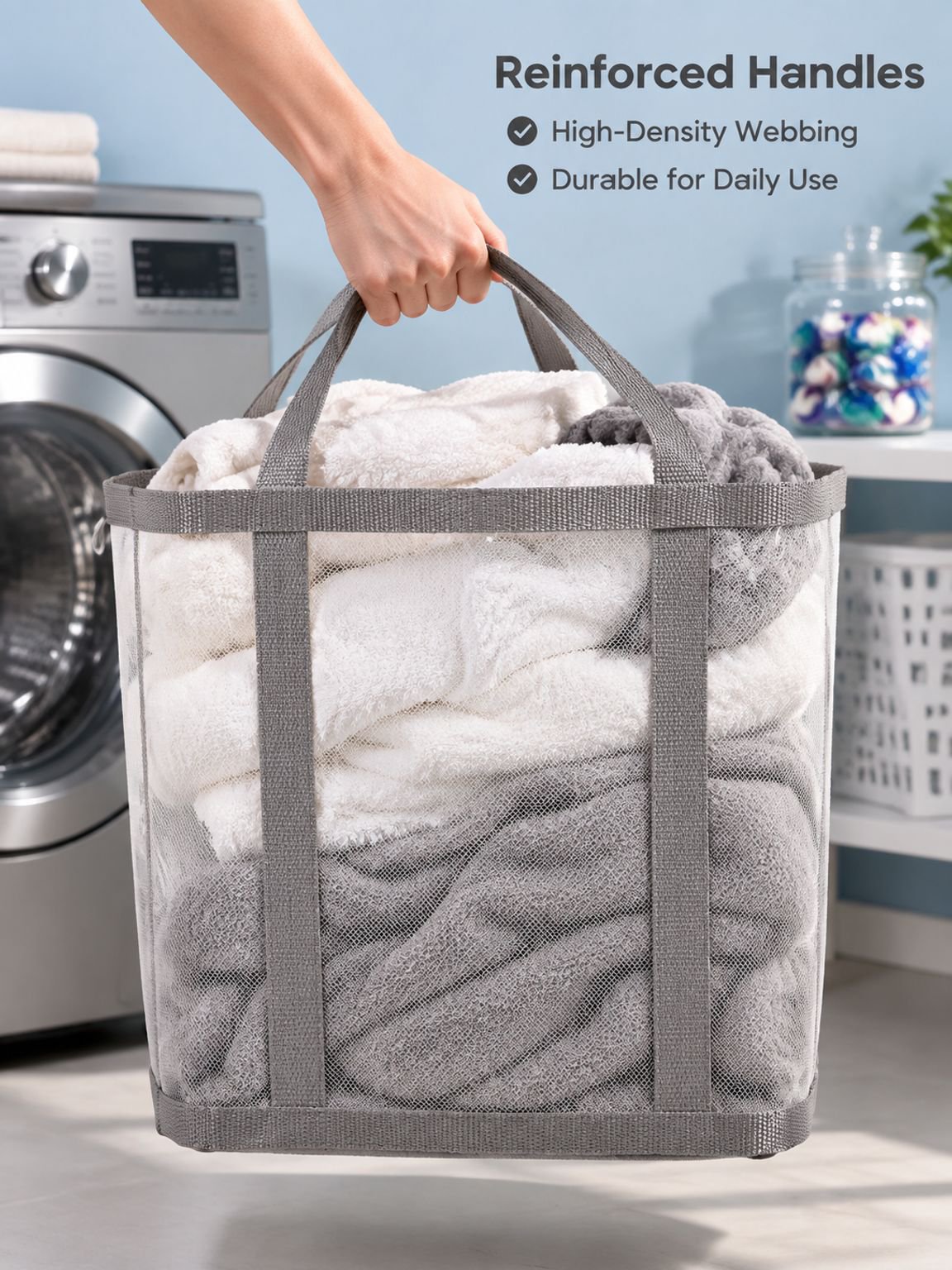 Large capacity foldable storage basket for dirty clothes