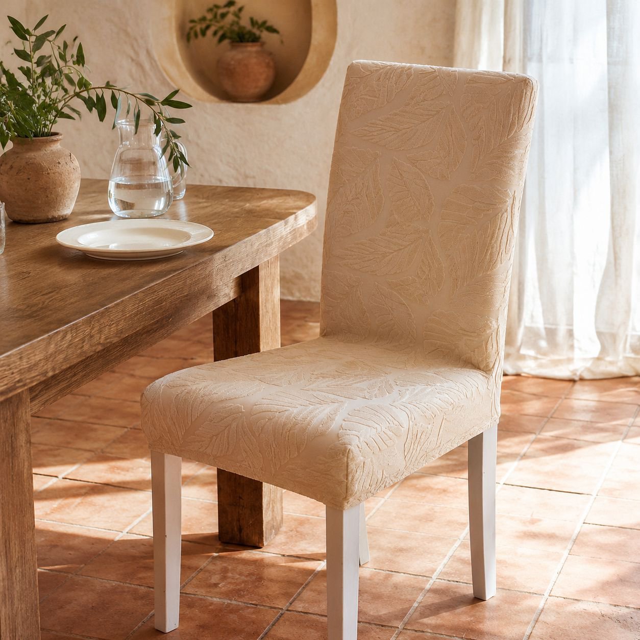 Funda de silla de comedor de alta elasticidad de jacquard