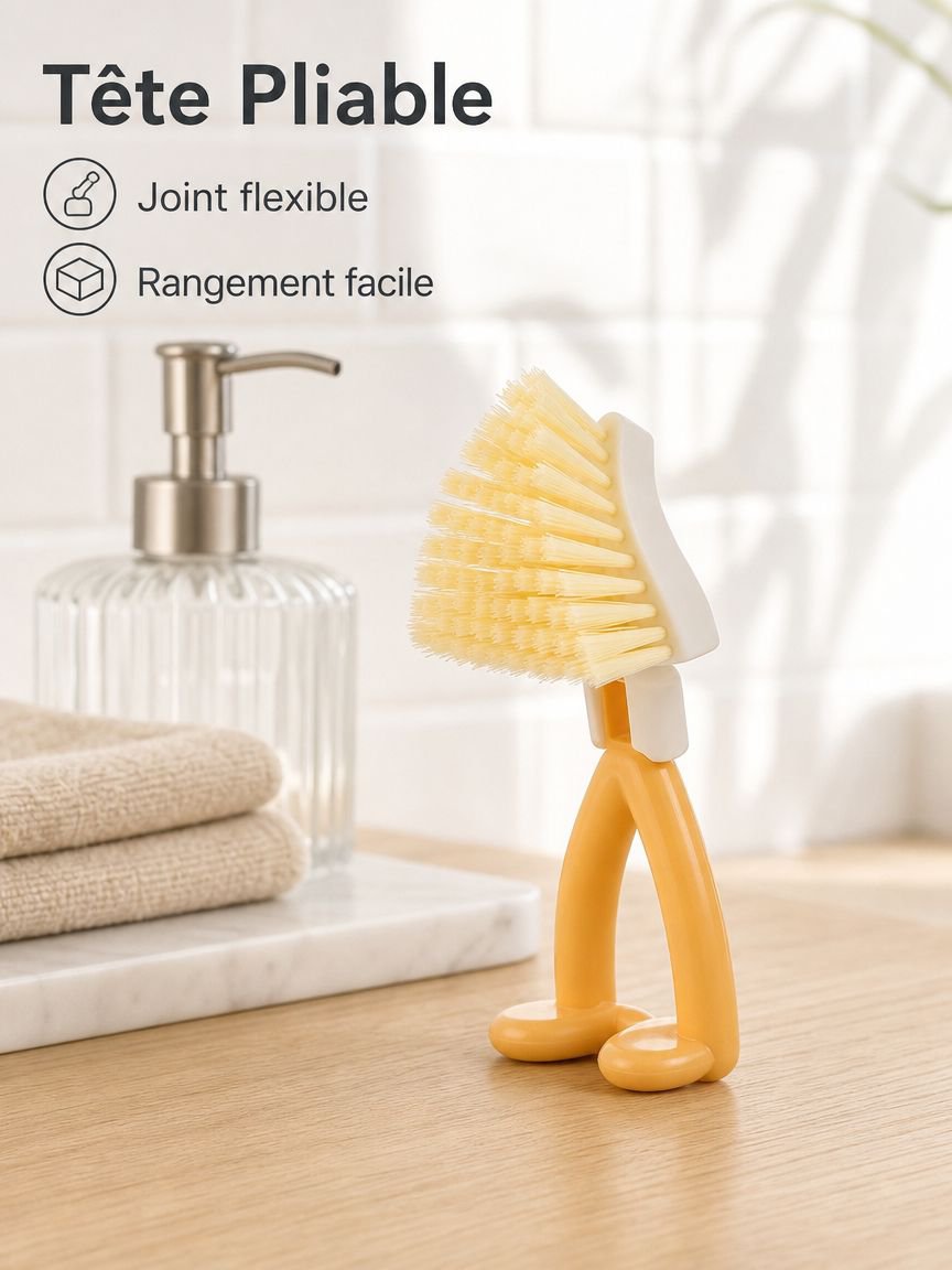 Brosse de nettoyage triangulaire pliable sans angle mort