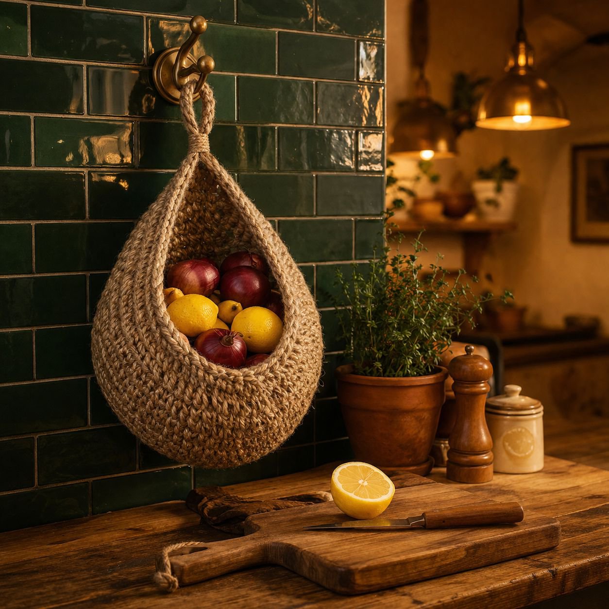 Stylish cotton cord bag for utensils and groceries