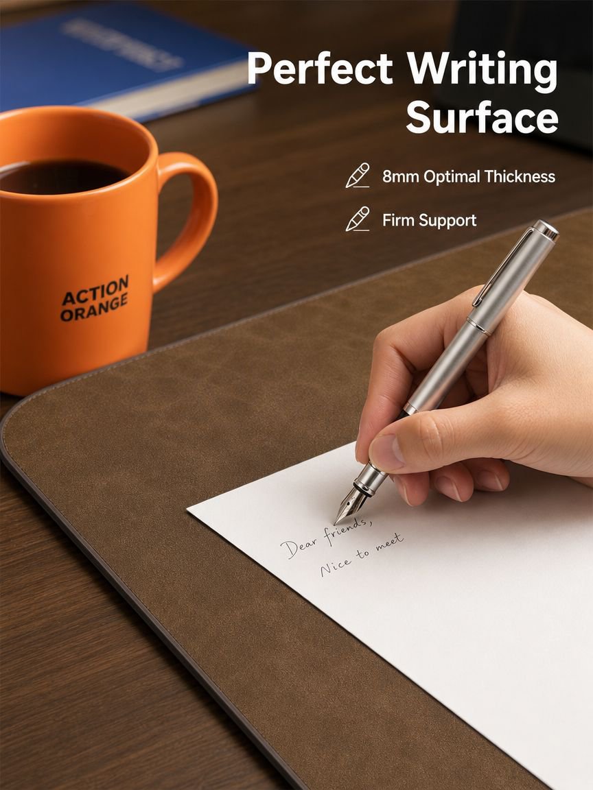 Non-slip base extra large mouse pad on wooden desk