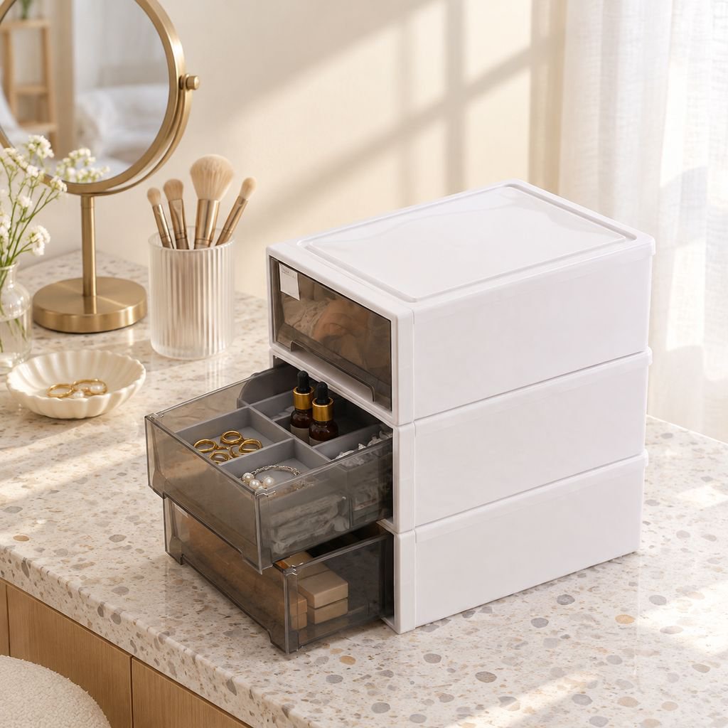 Ropa interior organizada en una caja para cajón de dormitorio