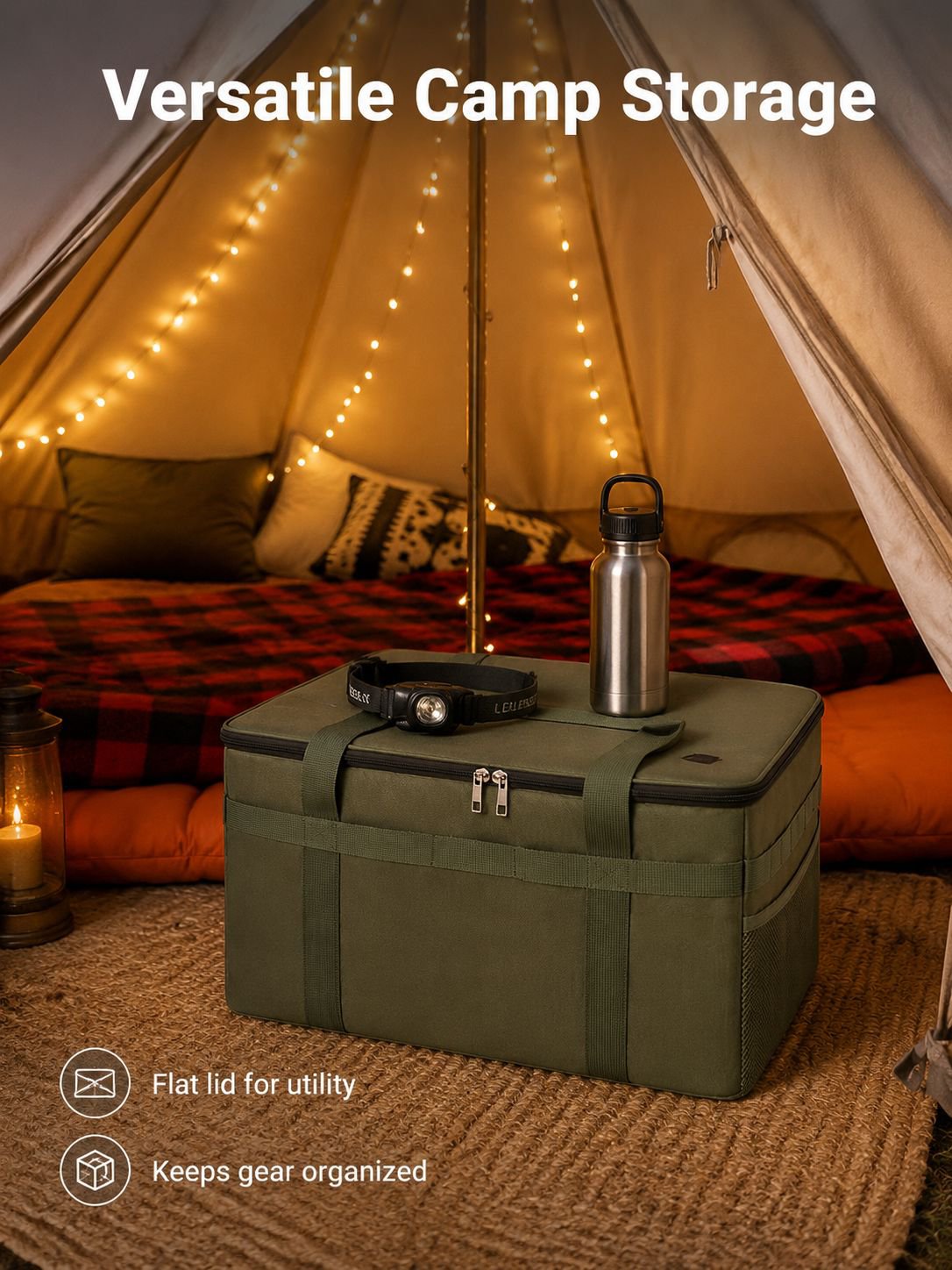 Heavy-duty camping storage box in use