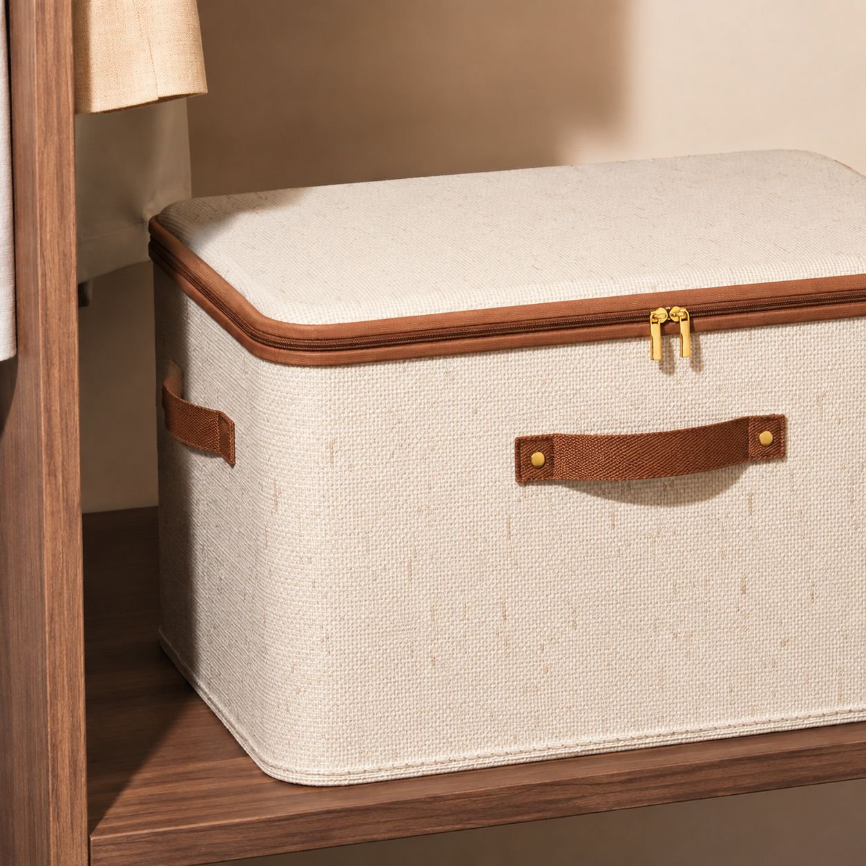 Breathable fabric storage container for clothes and bedding