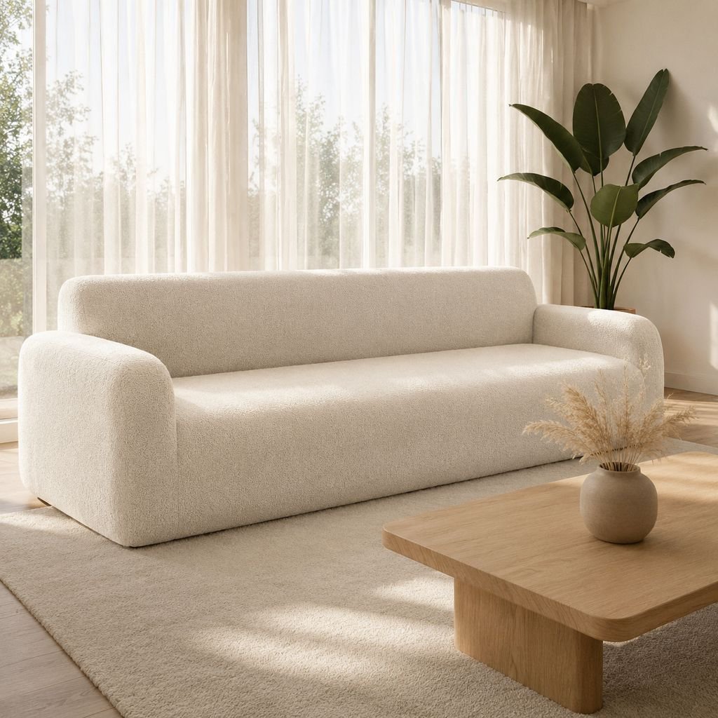 Cat lounging on scratch resistant sofa protector