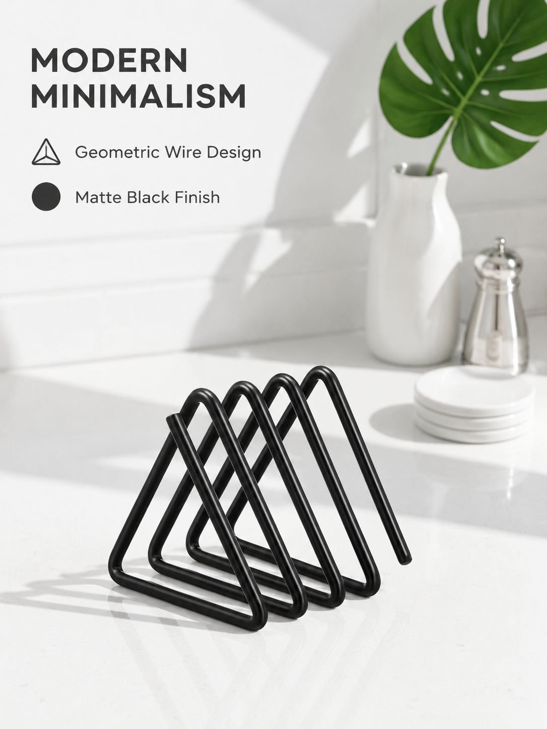 Metal vertical cutting board holder for kitchen countertop