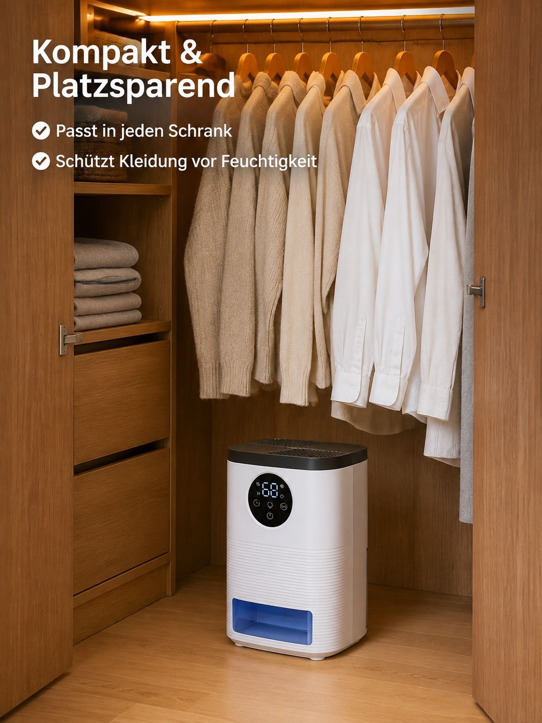 Kompakter Luftentfeuchter für Zuhause – ideal für Schlafzimmer & Keller