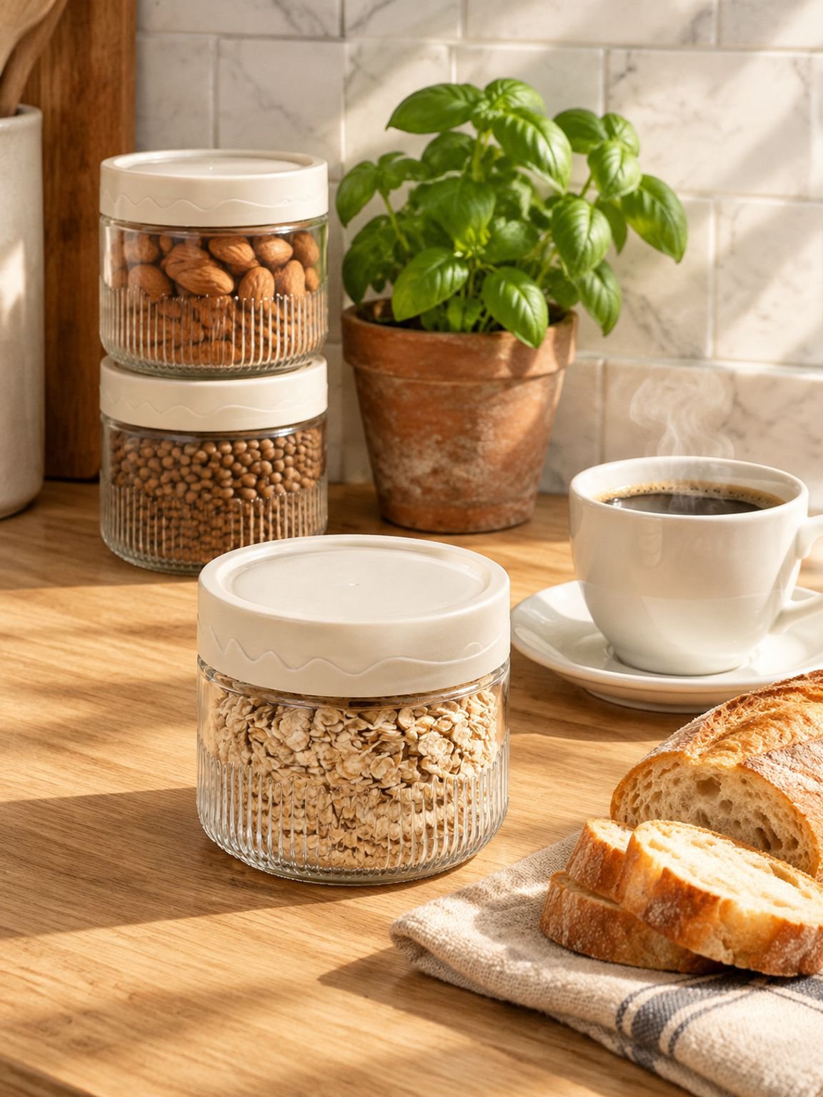 Bocaux empilables pour organiser vos céréales et épices en cuisine