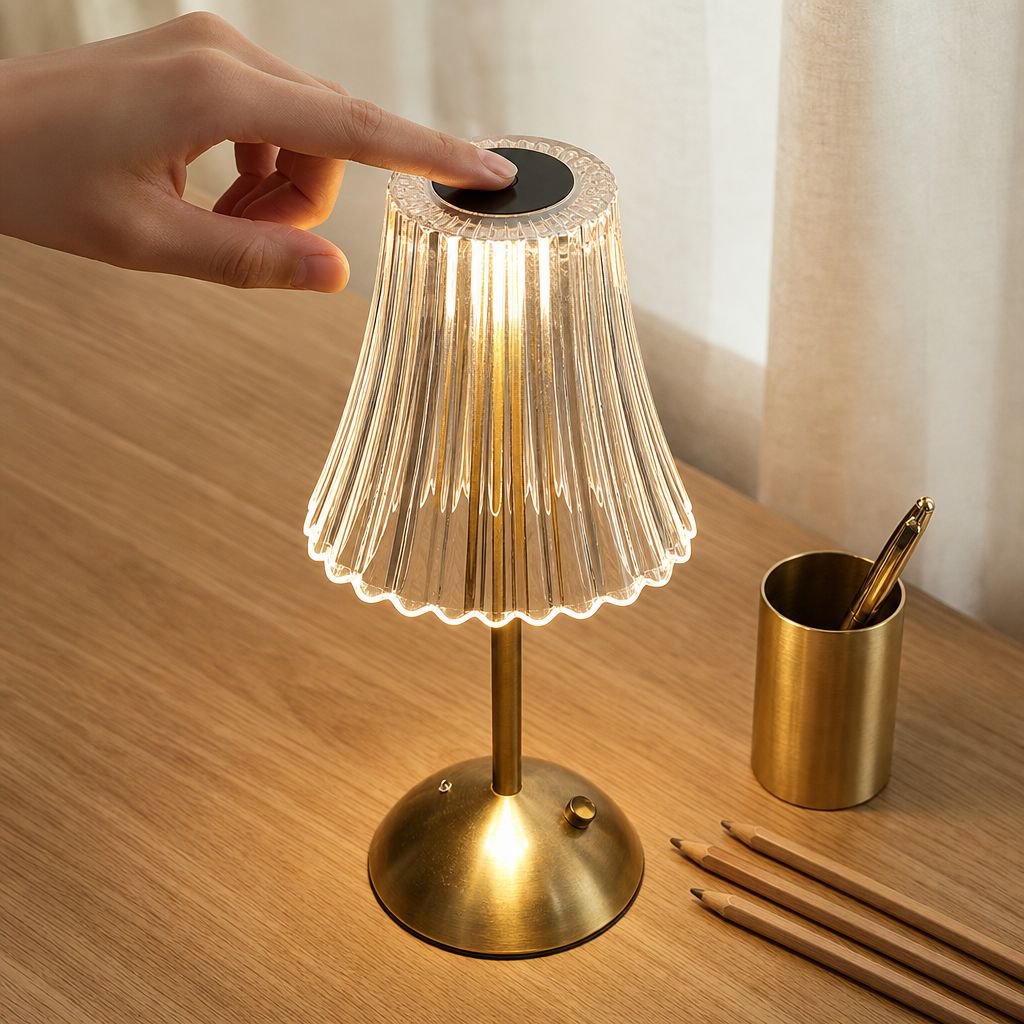 Touch Dimmable Crystal Retro LED Desk Lamp