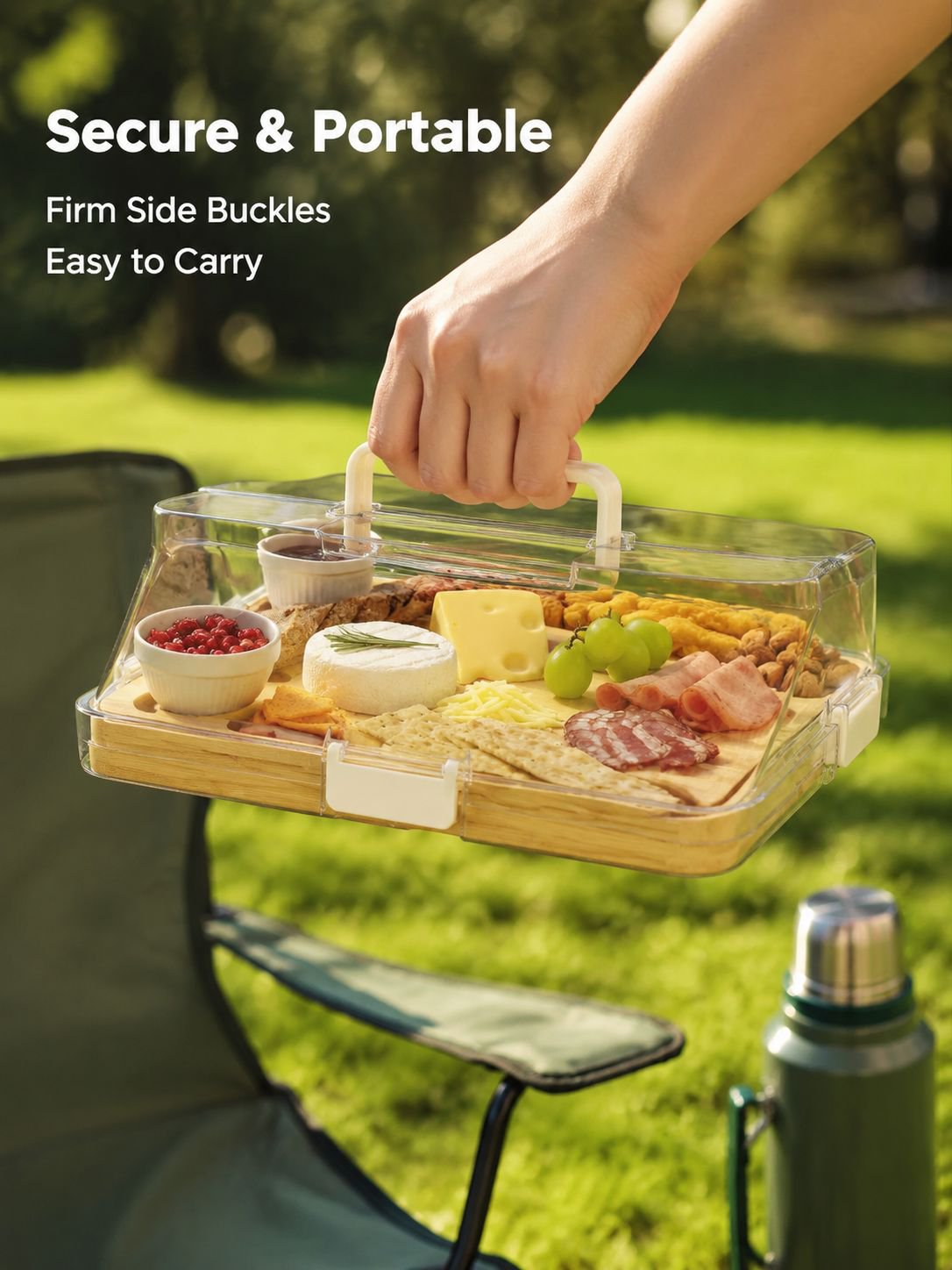 Bamboo divided cooked food tray