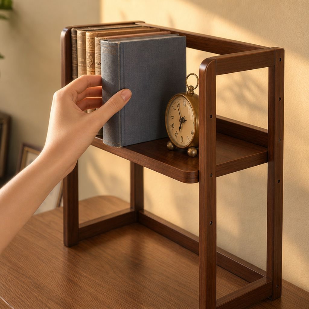 Estante de madera maciza con diseño moderno