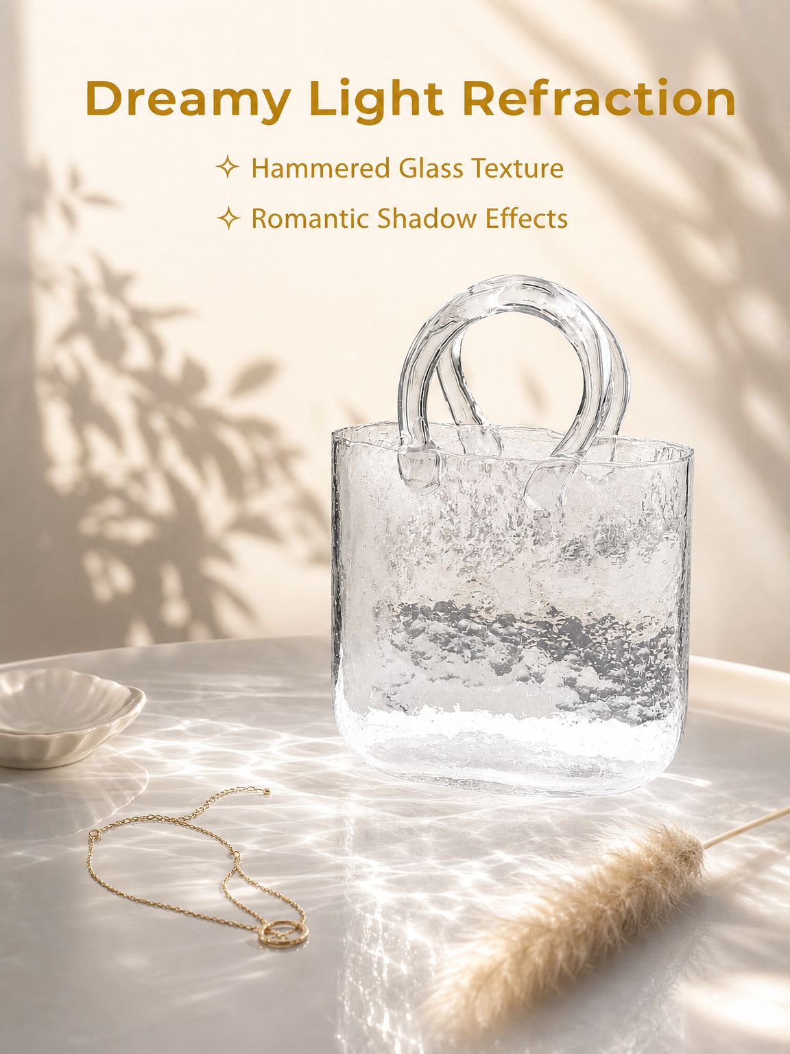 Glass vase hydroponic flower basket bag