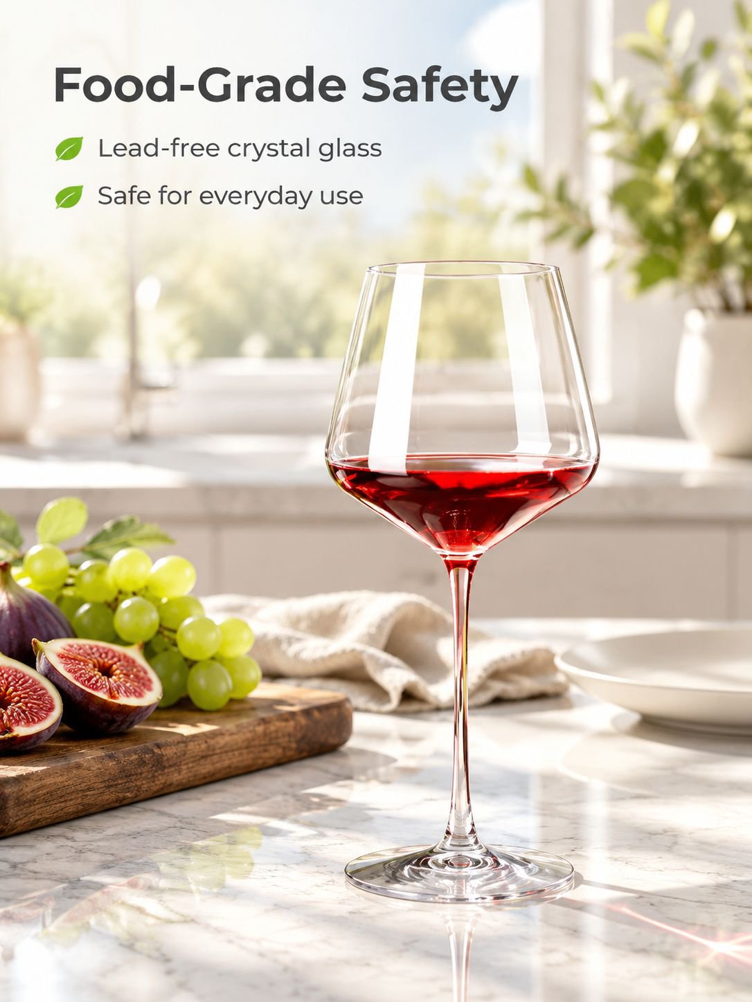 Classic red wine goblet for dining table settings