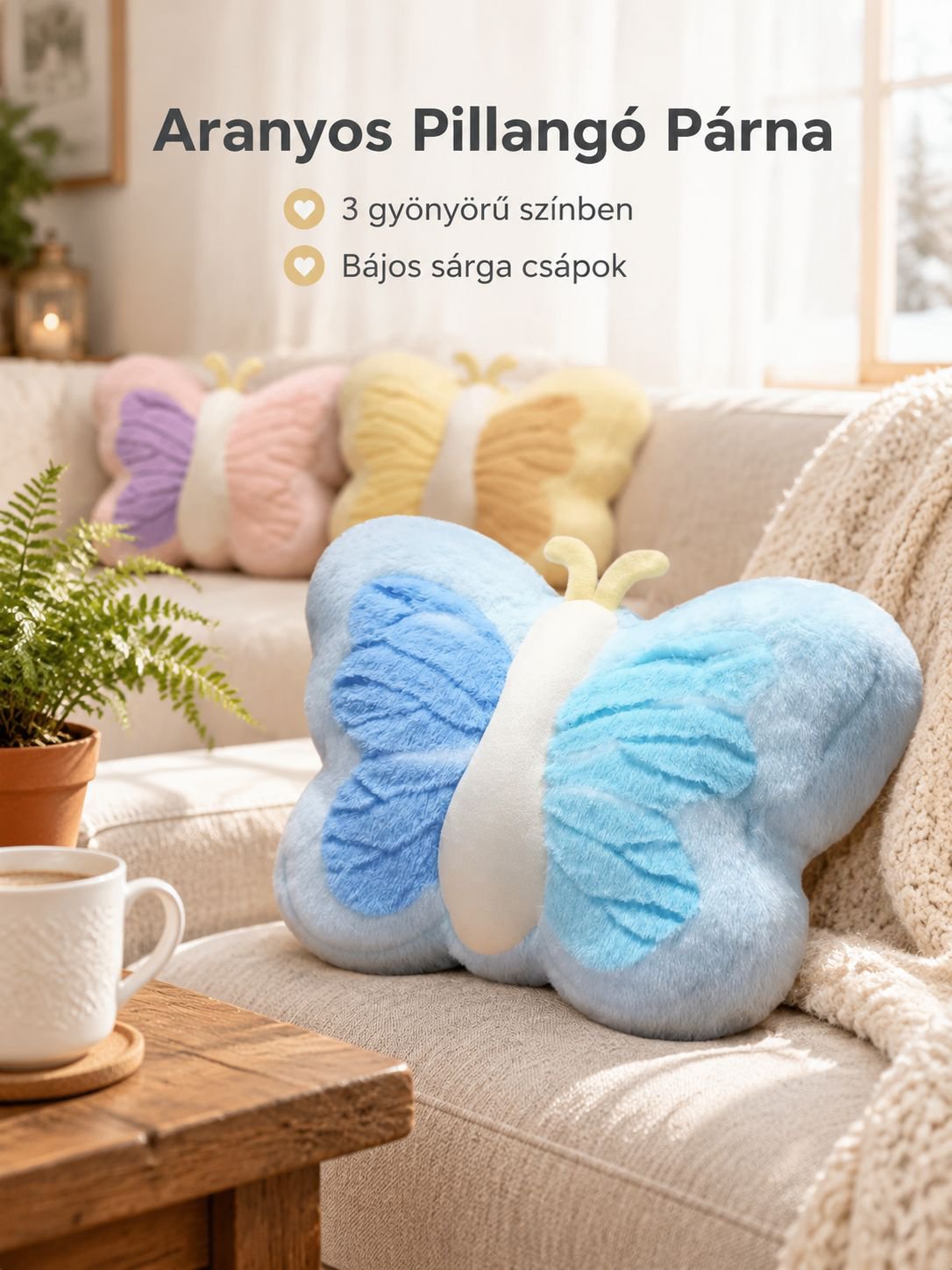 Kényelmes, pillangó alakú ölelőpárna