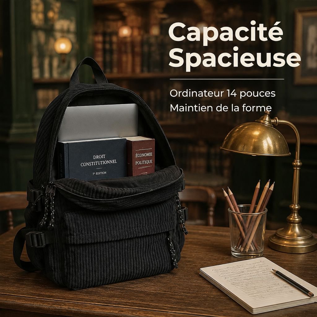 Leichter Cord-Rucksack im Preppy-Style mit großem Fassungsvermögen