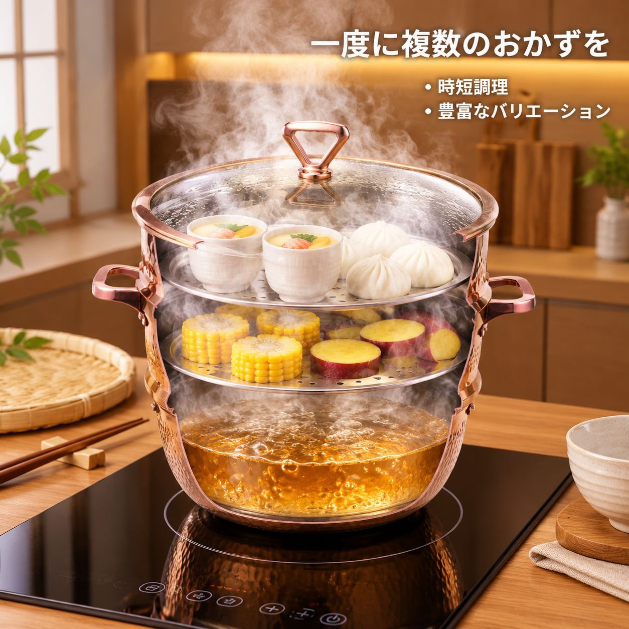 厚手三層多機能蒸し鍋