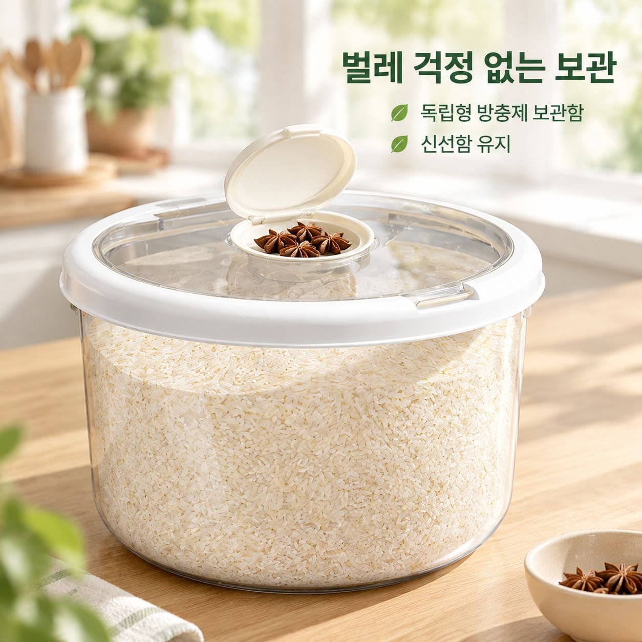 대용량 원형 투명 가정용 쌀통