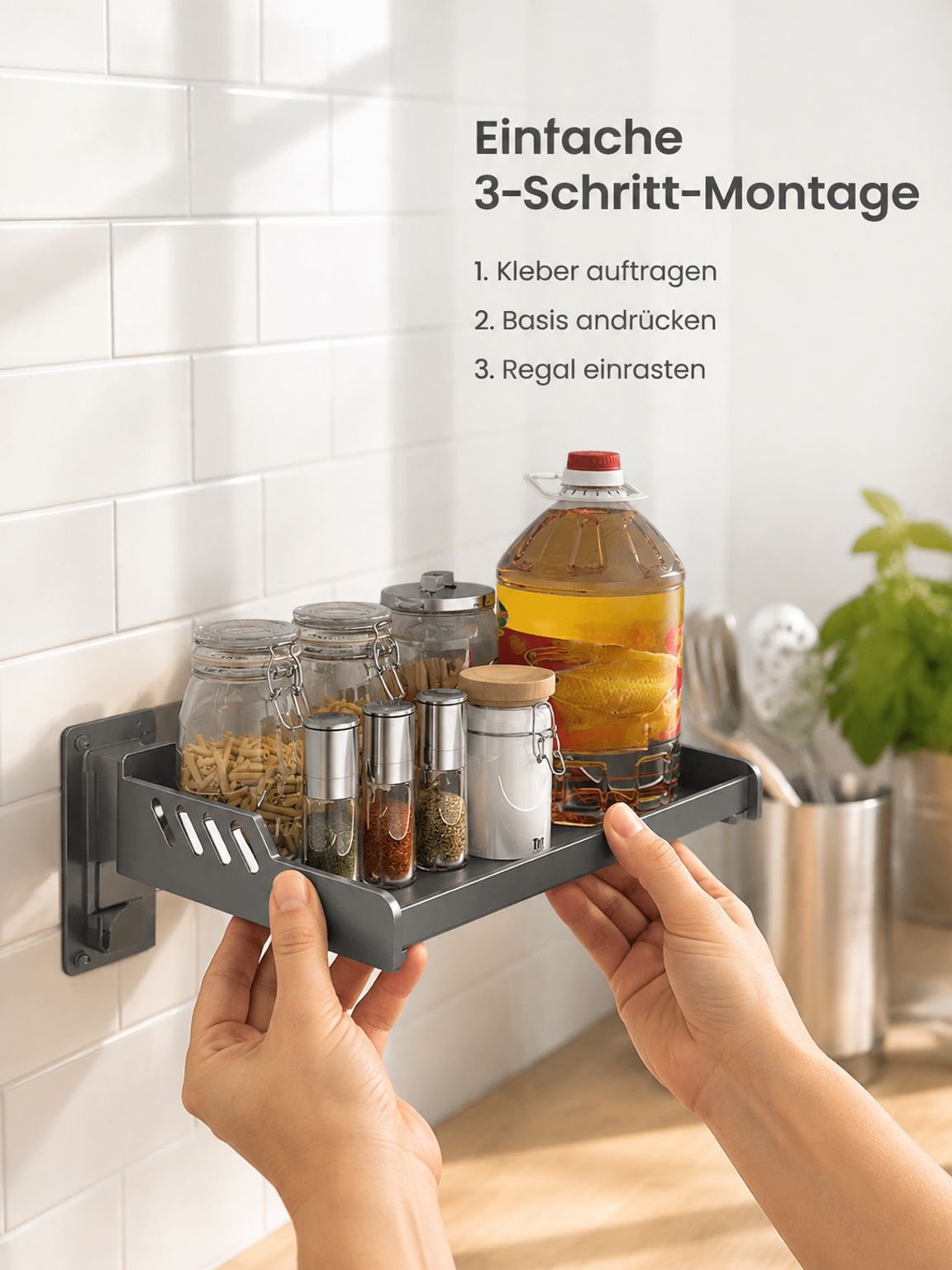 Platzsparendes Gewürzregal für die Küchenwand