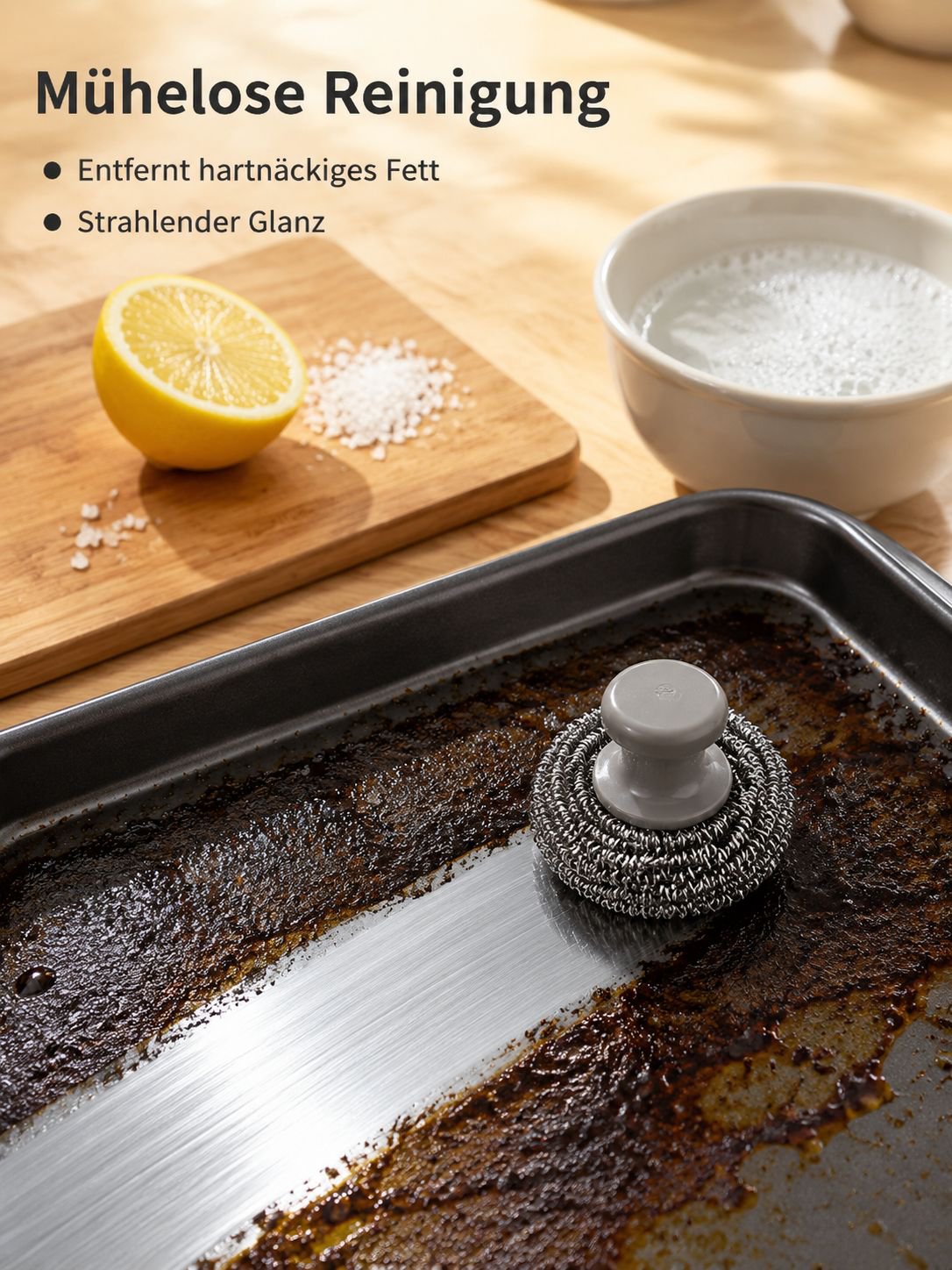 Spülbürste mit auswechselbarem Stahlschwamm, 30er Bulk-Pack, großes Reinigungsset