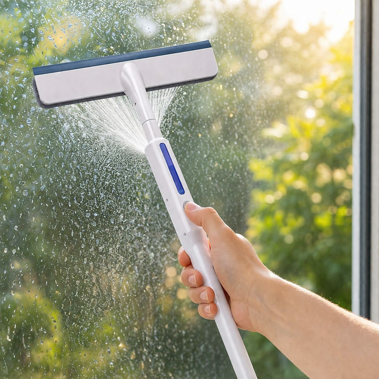 Household Extended Spray Glass Squeegee Double-sided Window Cleaner