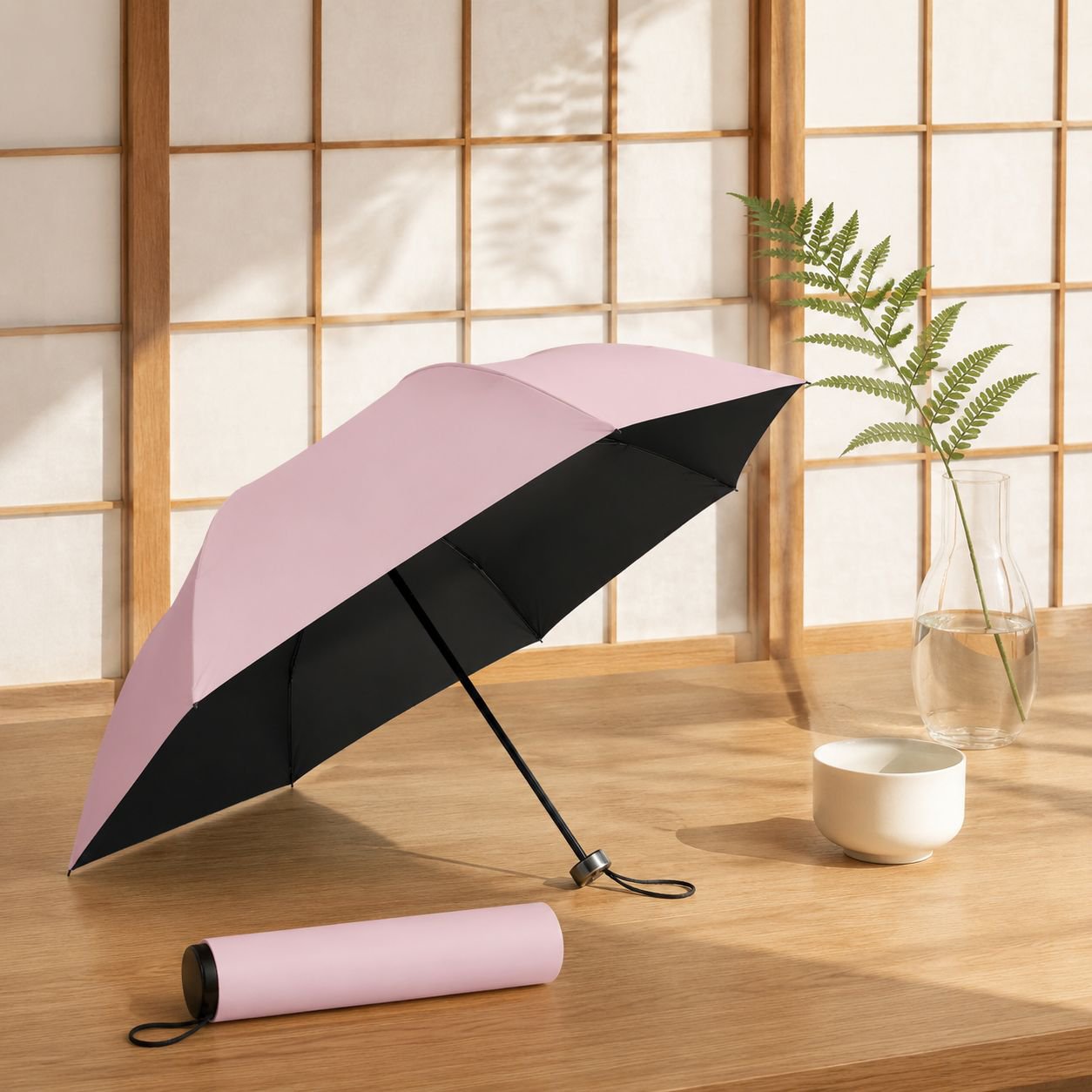 超軽量携帯型黒膠UVカット晴雨兼用カーボンファイバー日傘