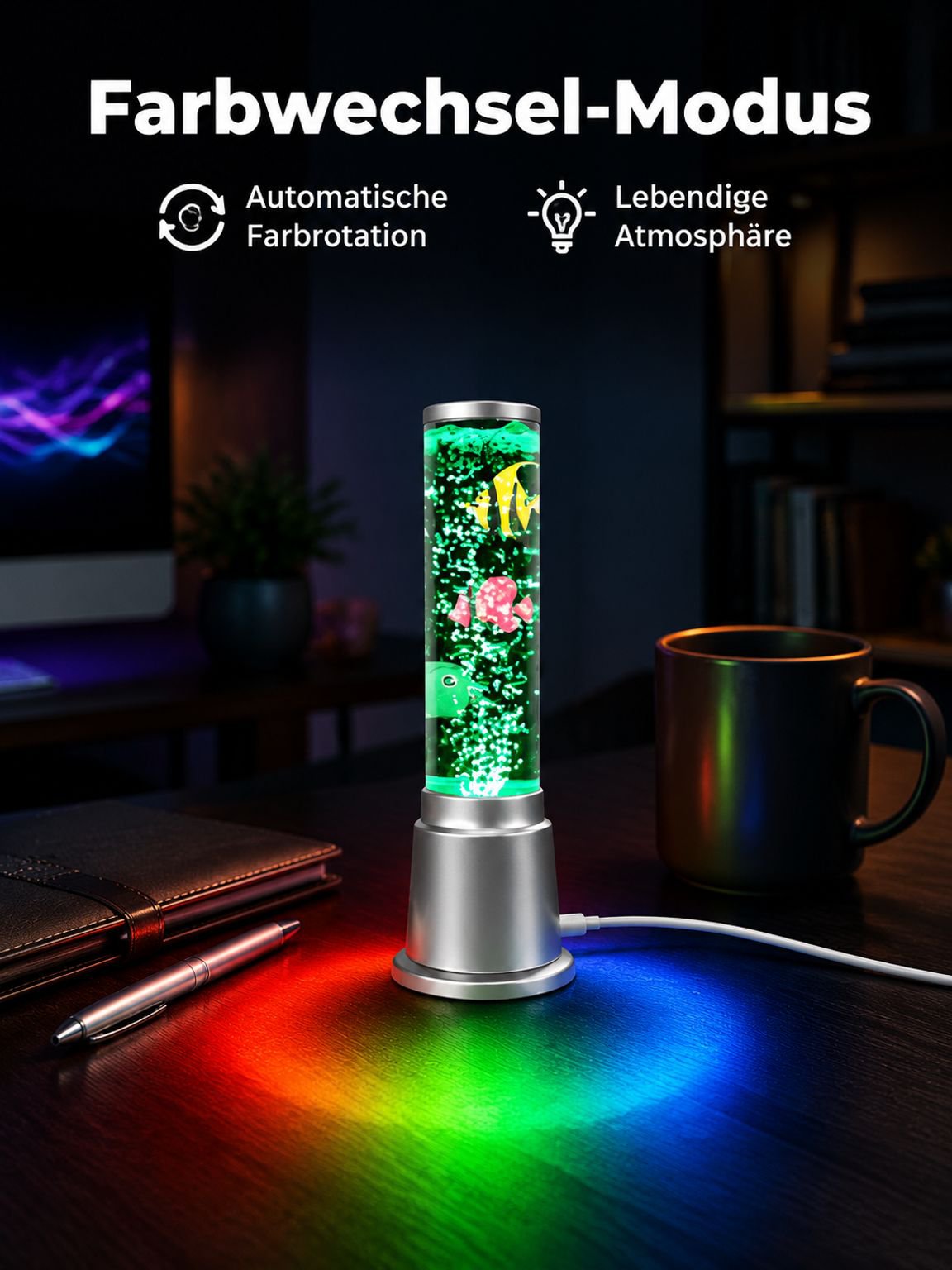 Einfache Installation der LED Aquarium Blasenlampe