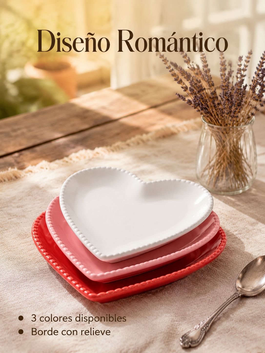 Plato de cerámica con forma de corazón