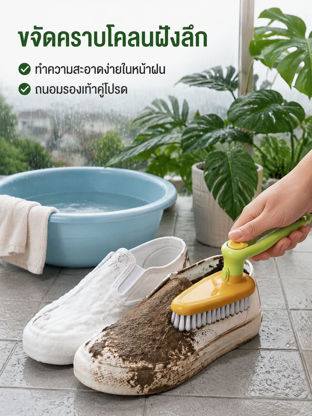 แปรงขัดรองเท้าแบบหมุนได้