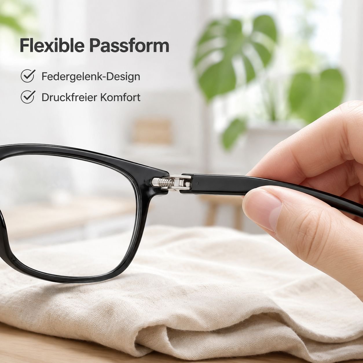 Stilvolle, federbelastete Lesebrille mit hoher Auflösung