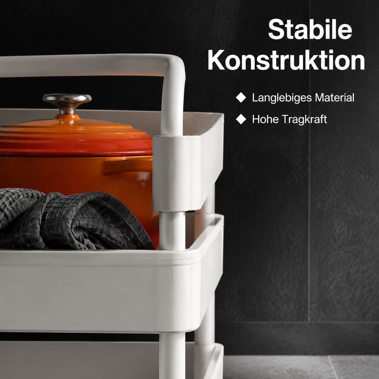Mehrstöckiges Aufbewahrungsregal mit Trolleyfunktion für Zuhause