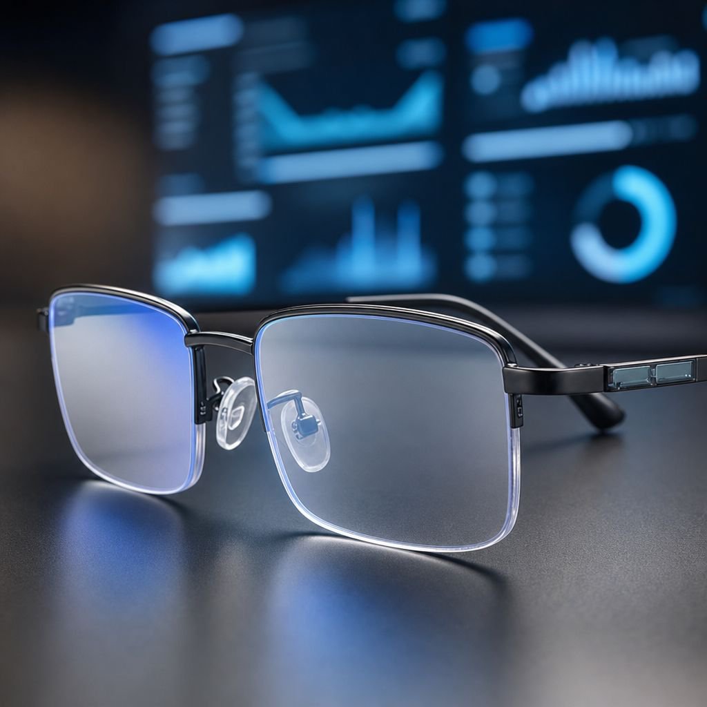 Anti-blue light HD memory titanium glasses front view