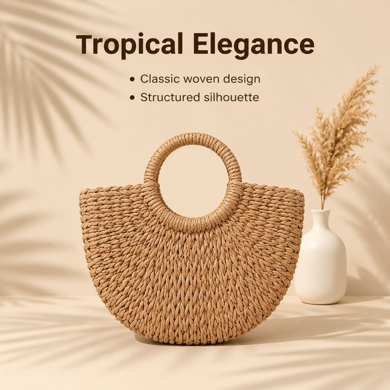 Fashion Straw Beach Tote for Women, Summer Gift Handbag