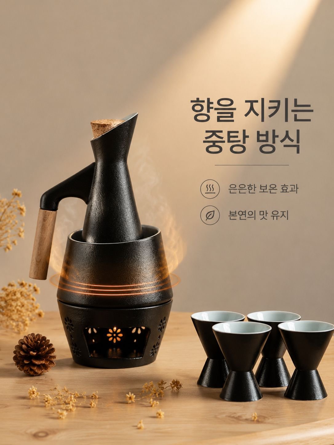 전통 도자기 술잔 클로즈업