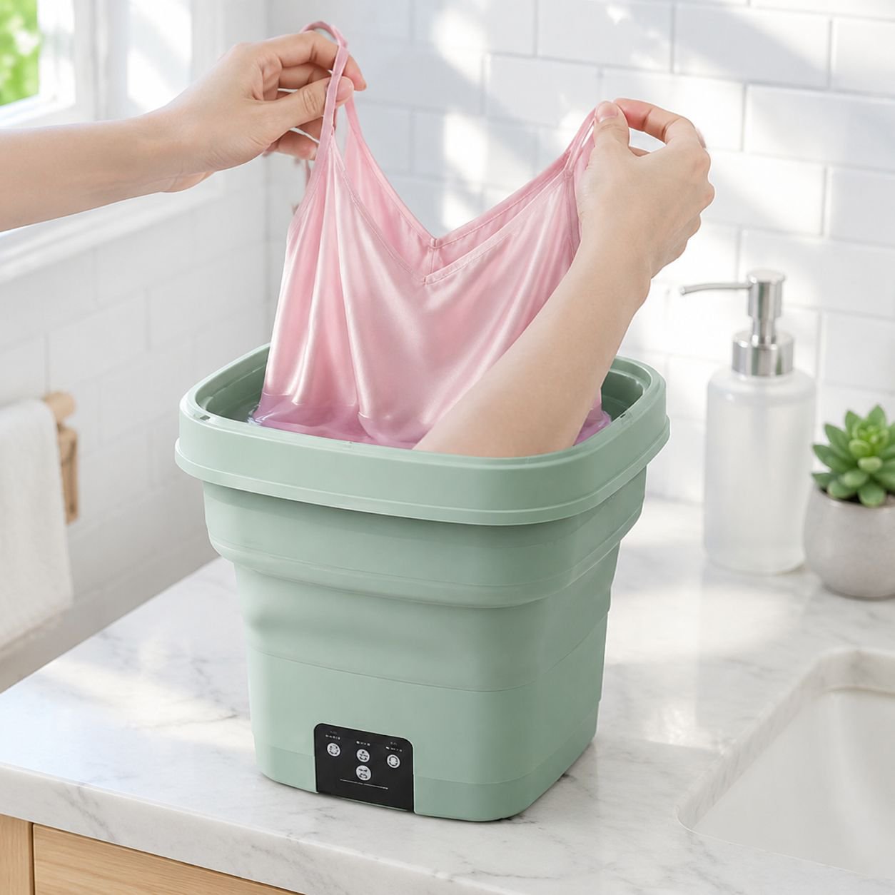 Foldable washing machine for small spaces