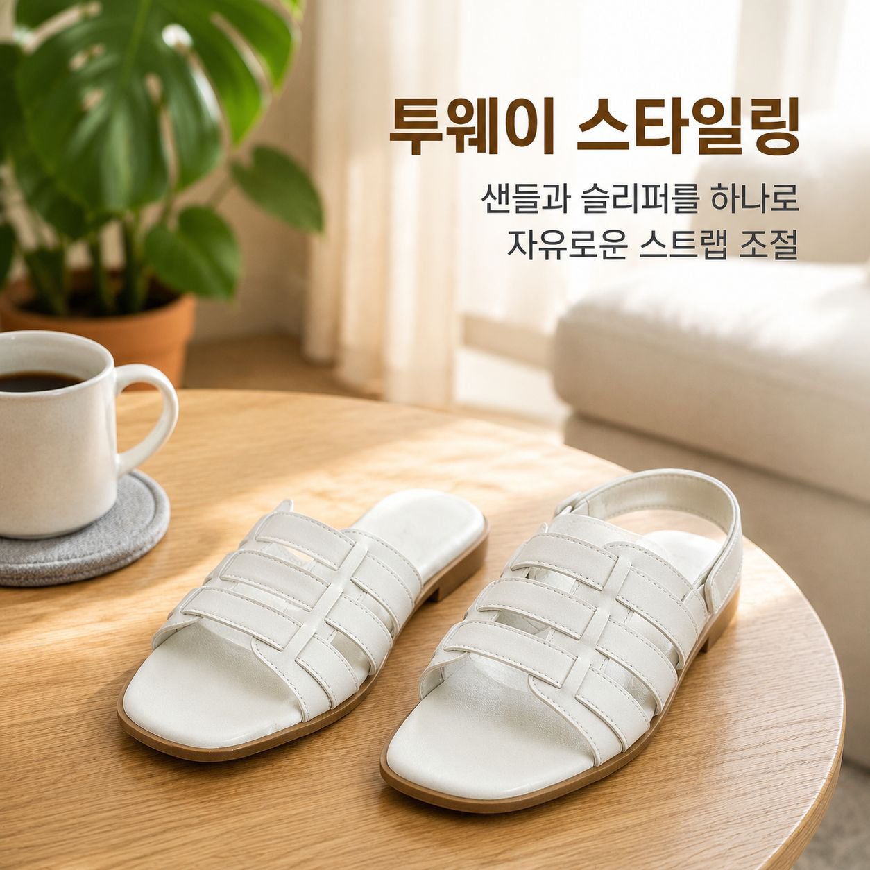 여름 사각코 소프트 바닥 편직 앞뒤로 신는 여성 플랫 슬리퍼