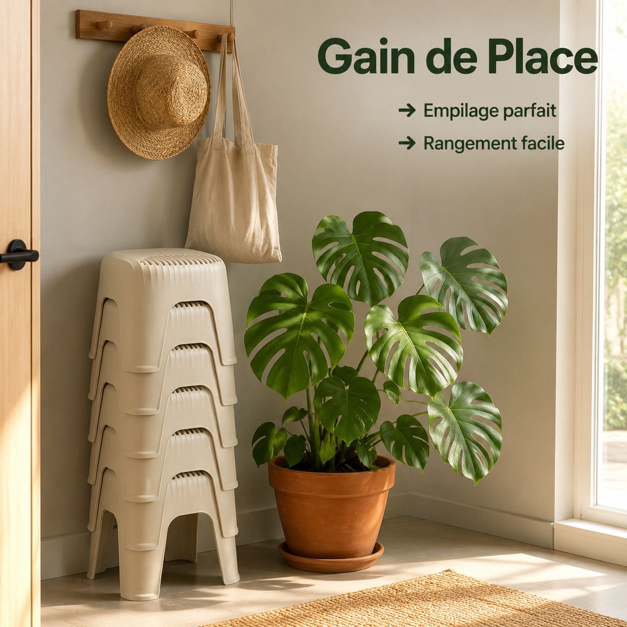 Tabouret en plastique antidérapant empilable et épaissi