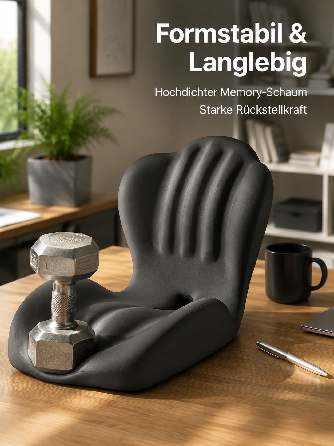 Ergonomisches Sitz- und Rückenkissen aus Memory-Schaum – atmungsaktiv mit Lendenstütze