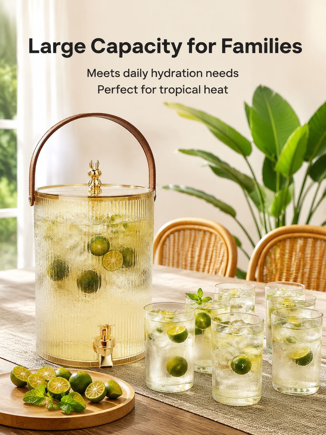 Large capacity cold water kettle with faucet, household beverage bucket