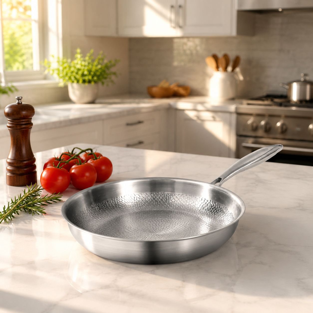 Uncoated Non-stick Frying Pan