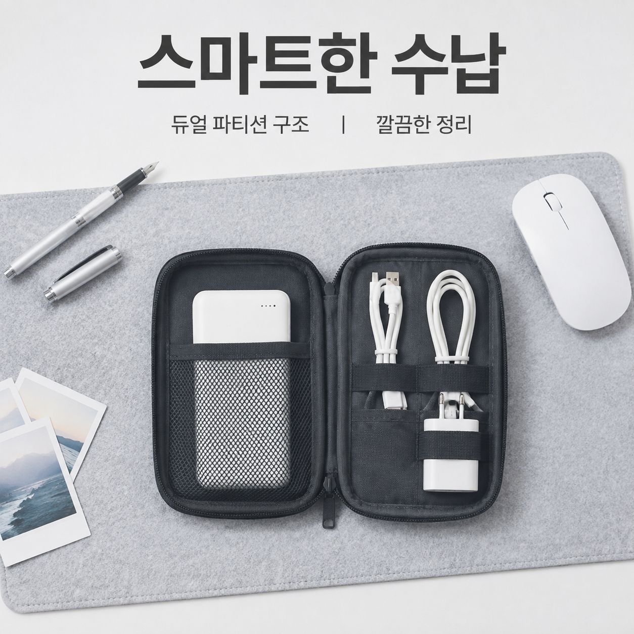 보조배터리 케이블 정리 파우치