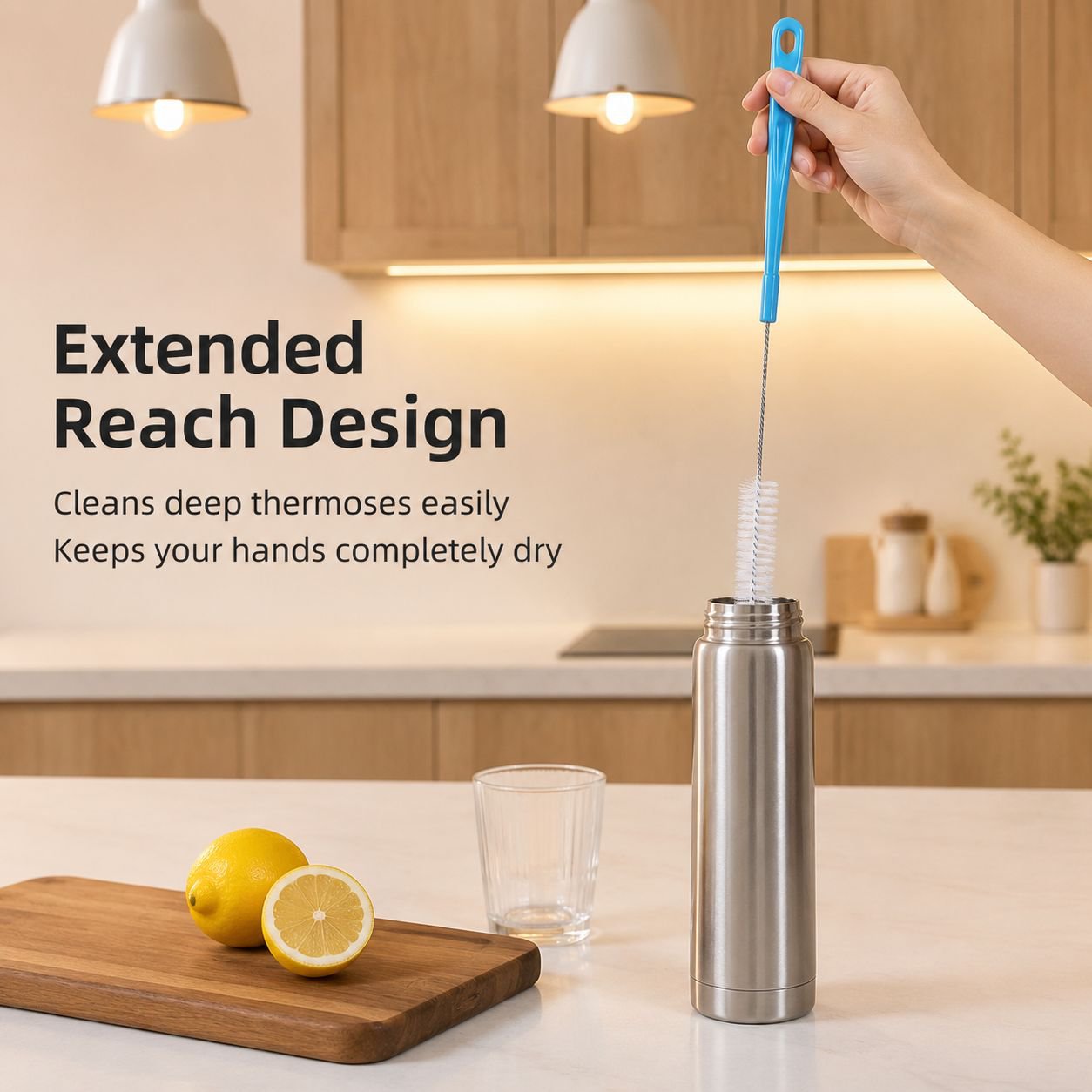 Multi-functional bottle and cup cleaning brush