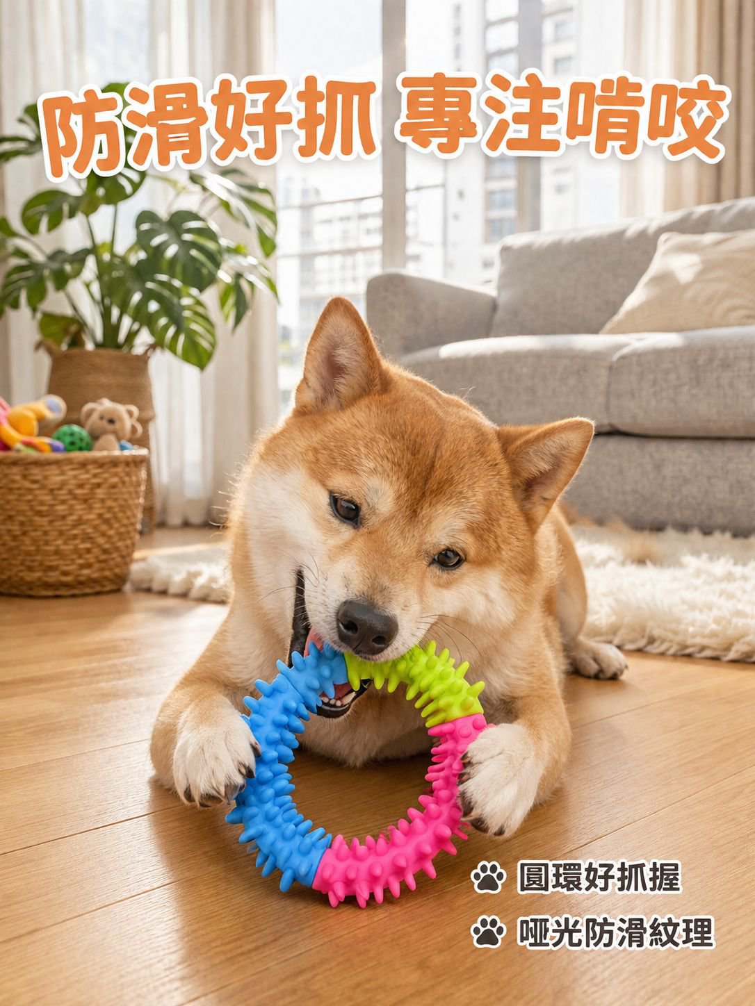 狗狗啃咬橡膠玩具