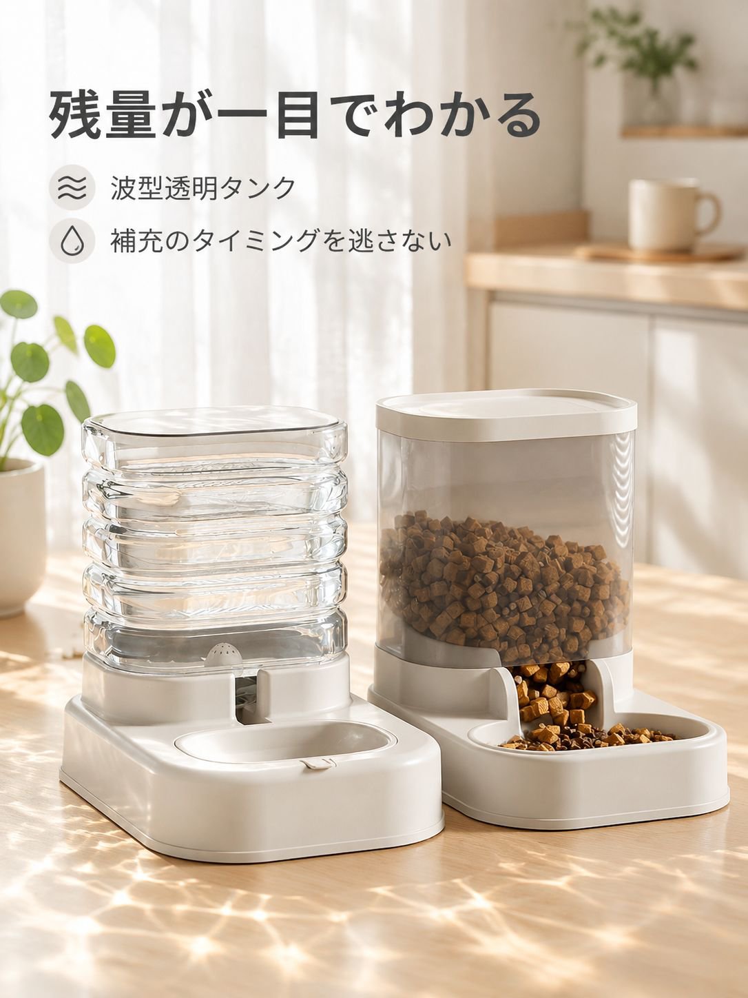 自動ペット給餌器・大サイズ・ダブルウォーターボウル付