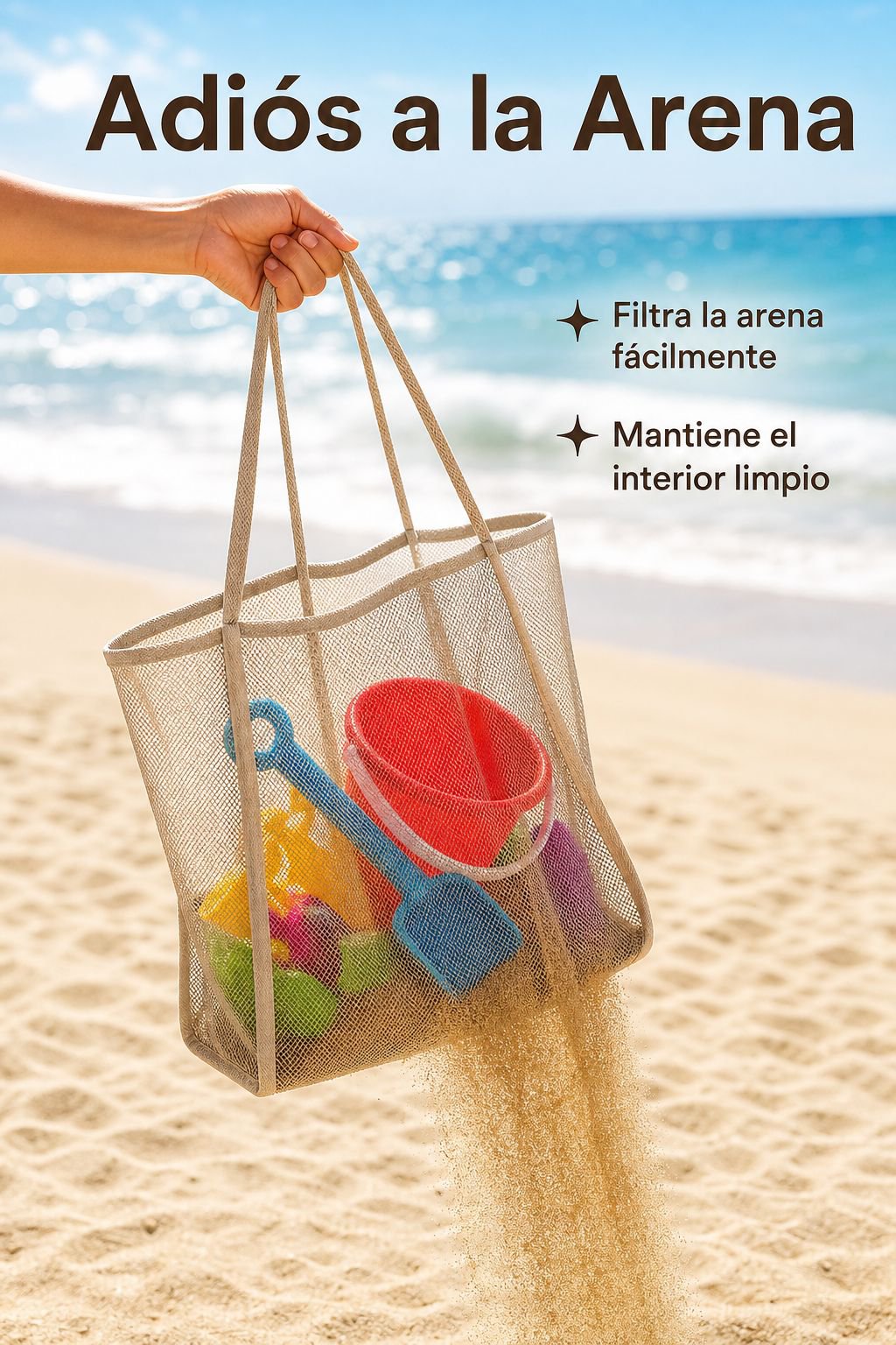 Bolsa ligera y resistente para accesorios de playa