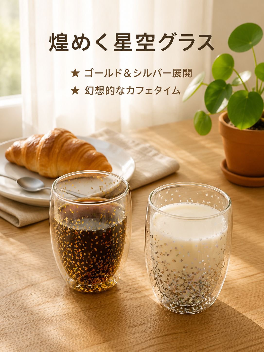 二重構造ホウケイ酸ガラス保温コーヒーカップ