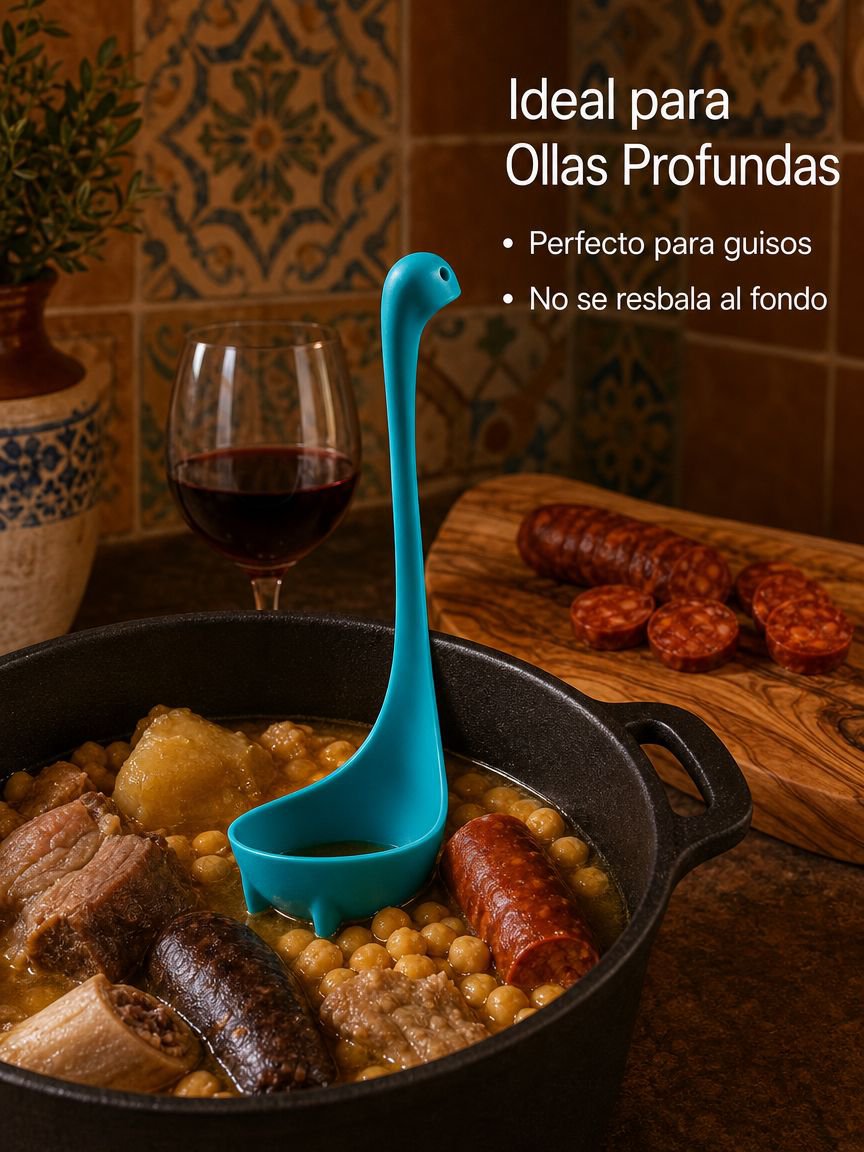Cuchara de cocina antiescaldaduras con mango largo