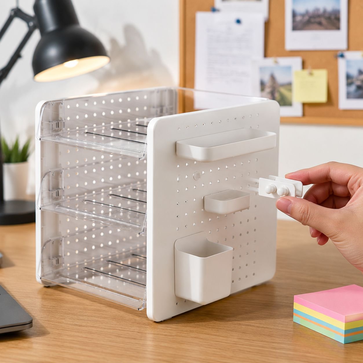 Compact pegboard organizer for home and office