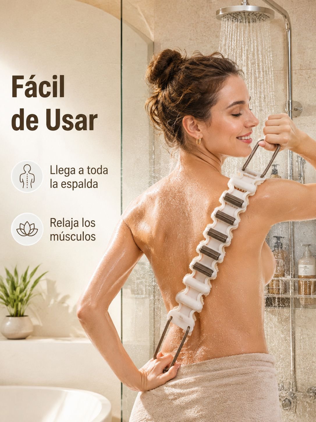 Toalla exfoliante multifuncional con rodillo para la espalda